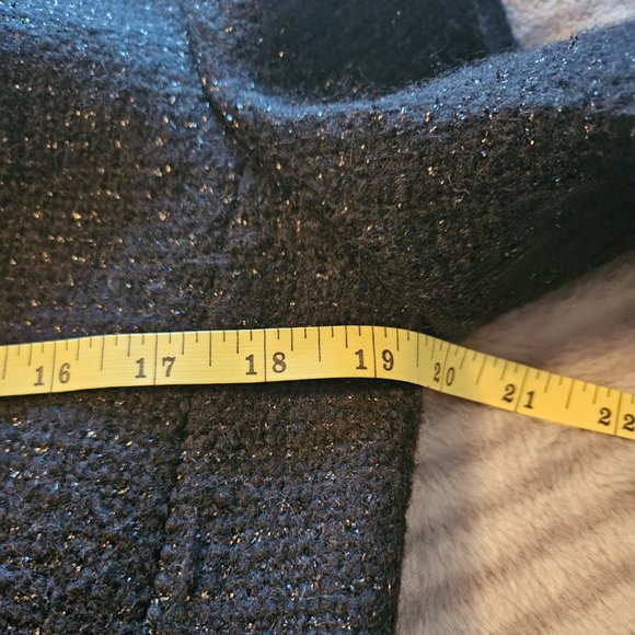 Talbots Black Shimmer Tweed Jacket Like New 3/4 Sleeve w/Ribbon Fringe Trim 10P - Picture 6 of 8